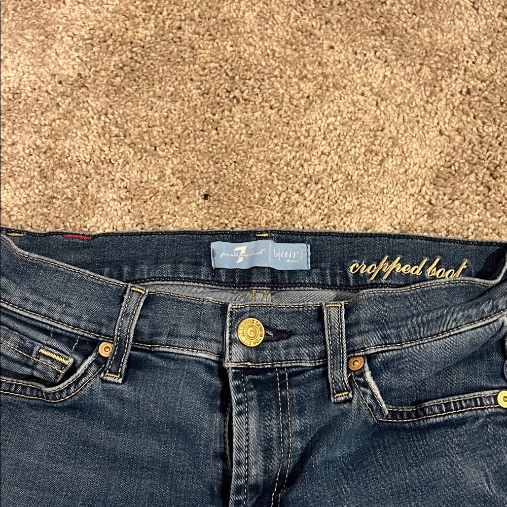 7 For All Mankind Dark Denim Jeans with Gold Accents
